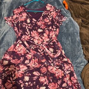 R & M Richards Pink and Purple Floral Maxi Dress